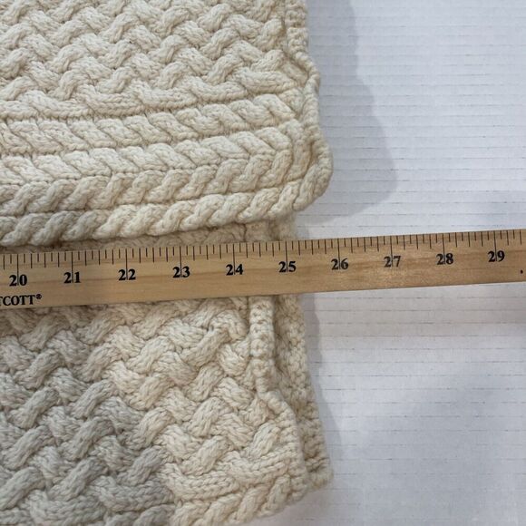 Aran Sweater Market Sweater Women Large Ivory Shawl Cardigan Ireland Virgin Wool - Picture 11 of 12